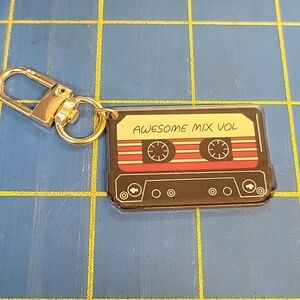 Retro Cassette Keychain - Black and Multicolor New